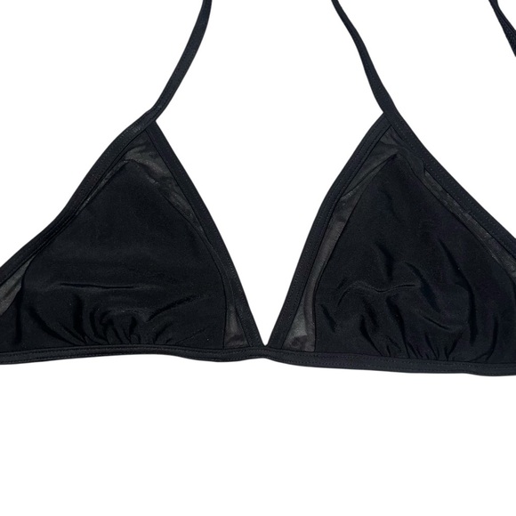 EUC Aerie Classic Triangle Black Bikini Top Mesh Detailing Size X-Small XS Tie - Picture 2 of 3